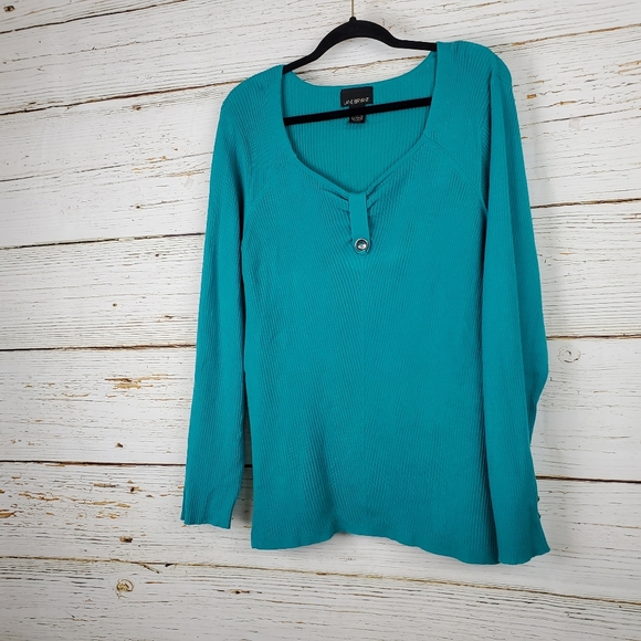 Lane Bryant Emerald Green Ribbed Sweater - Picture 2 of 6
